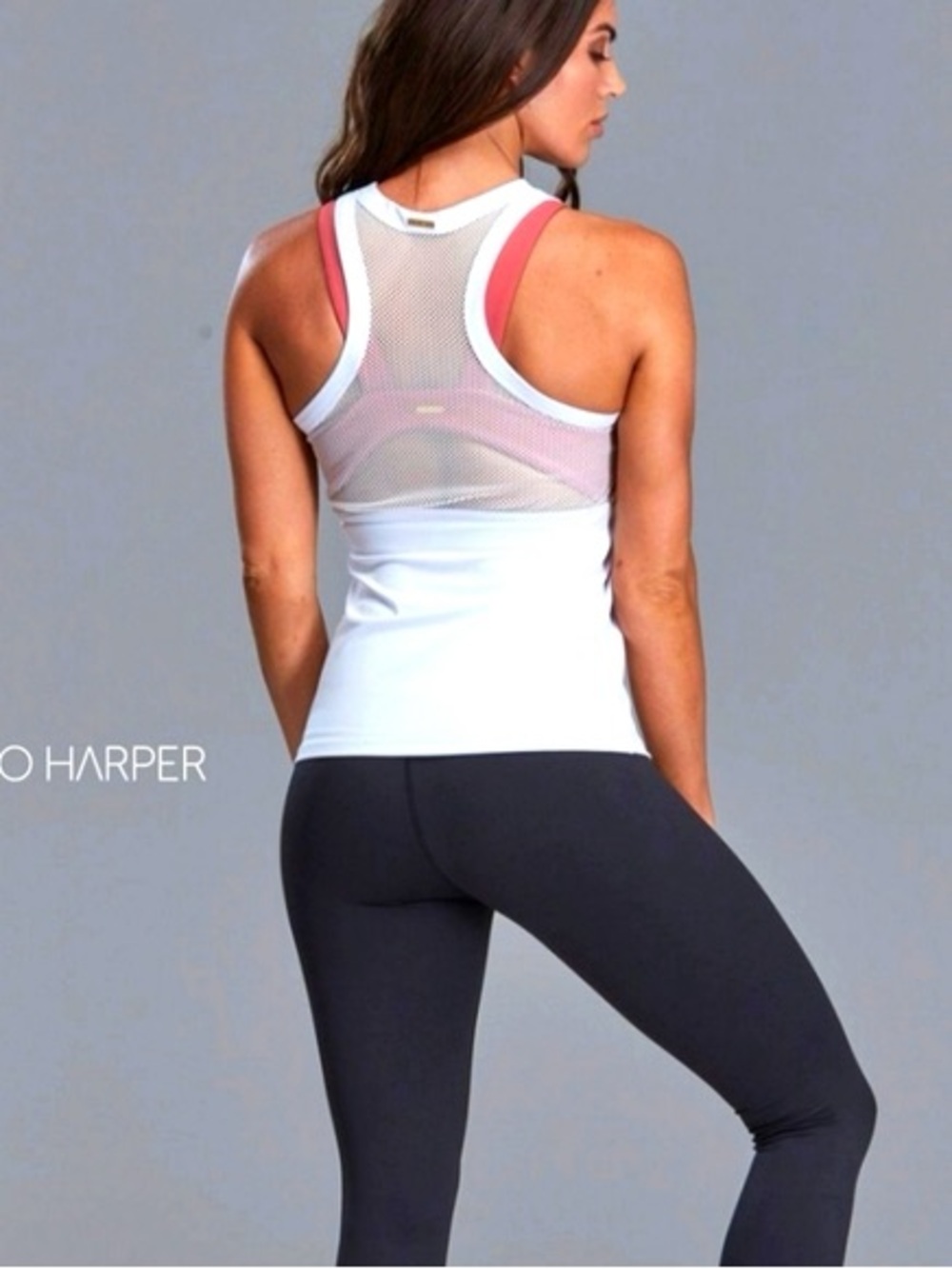Cleo Harper zoom mesh back white tank top - medium